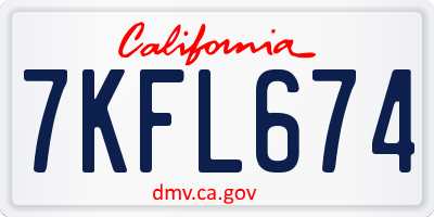 CA license plate 7KFL674