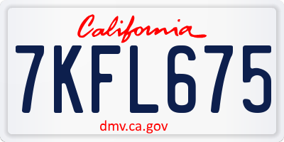 CA license plate 7KFL675