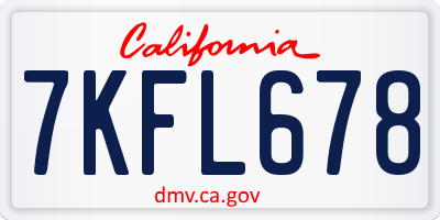 CA license plate 7KFL678