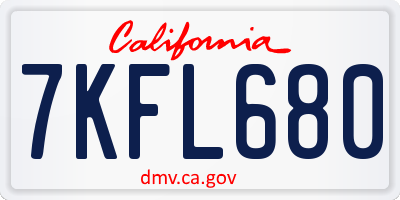 CA license plate 7KFL680