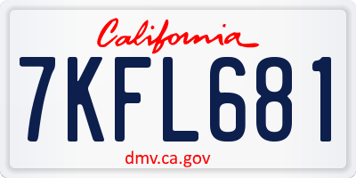 CA license plate 7KFL681