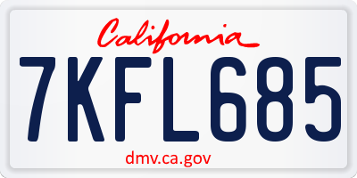 CA license plate 7KFL685