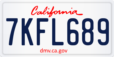 CA license plate 7KFL689