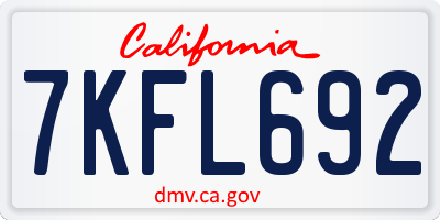 CA license plate 7KFL692