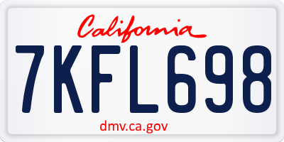 CA license plate 7KFL698