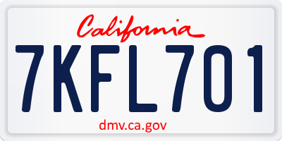 CA license plate 7KFL701