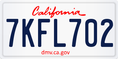 CA license plate 7KFL702