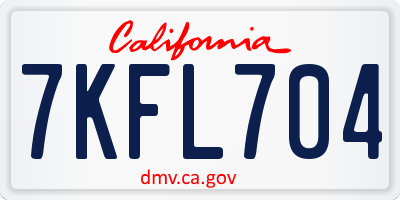 CA license plate 7KFL704