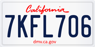 CA license plate 7KFL706