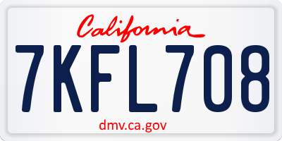 CA license plate 7KFL708