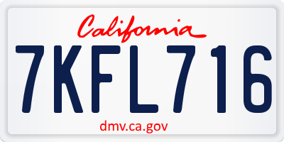 CA license plate 7KFL716