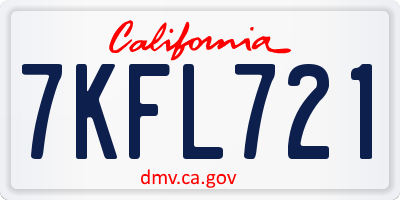 CA license plate 7KFL721