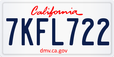 CA license plate 7KFL722