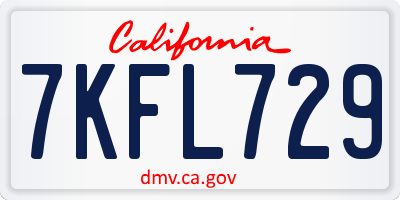 CA license plate 7KFL729