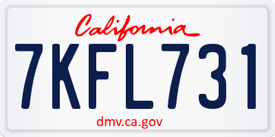 CA license plate 7KFL731