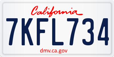 CA license plate 7KFL734