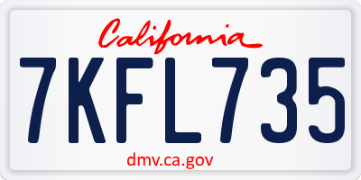 CA license plate 7KFL735