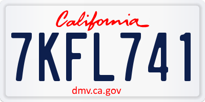 CA license plate 7KFL741