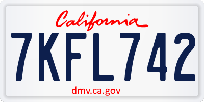 CA license plate 7KFL742