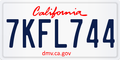 CA license plate 7KFL744