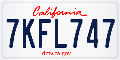 CA license plate 7KFL747