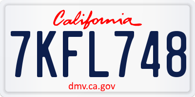 CA license plate 7KFL748