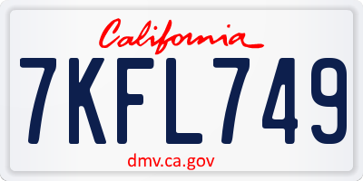 CA license plate 7KFL749