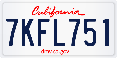 CA license plate 7KFL751
