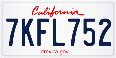 CA license plate 7KFL752