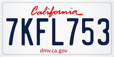 CA license plate 7KFL753