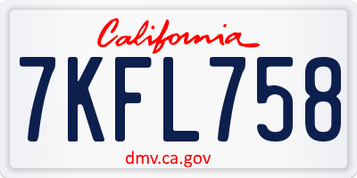 CA license plate 7KFL758