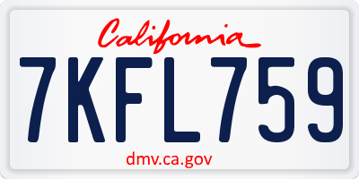 CA license plate 7KFL759