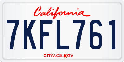 CA license plate 7KFL761