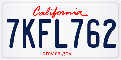 CA license plate 7KFL762