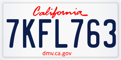 CA license plate 7KFL763