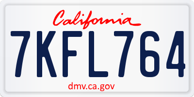 CA license plate 7KFL764