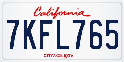 CA license plate 7KFL765