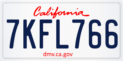 CA license plate 7KFL766