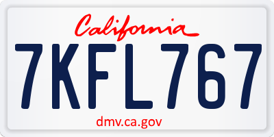 CA license plate 7KFL767