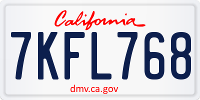 CA license plate 7KFL768