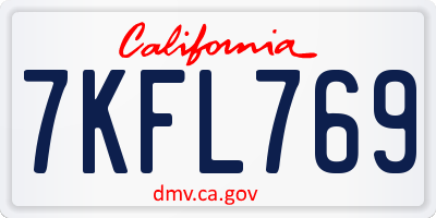 CA license plate 7KFL769
