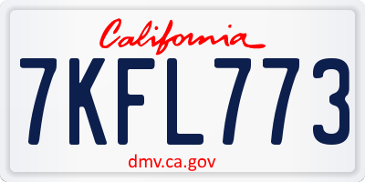 CA license plate 7KFL773