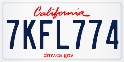 CA license plate 7KFL774