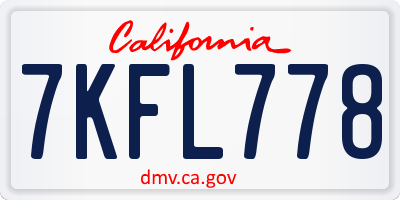 CA license plate 7KFL778