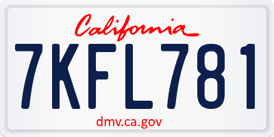 CA license plate 7KFL781