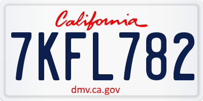 CA license plate 7KFL782