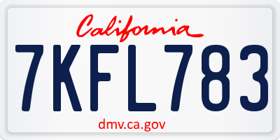 CA license plate 7KFL783