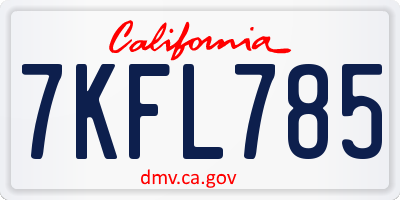 CA license plate 7KFL785