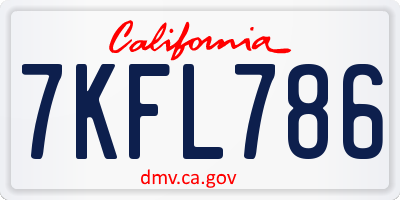 CA license plate 7KFL786