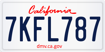 CA license plate 7KFL787